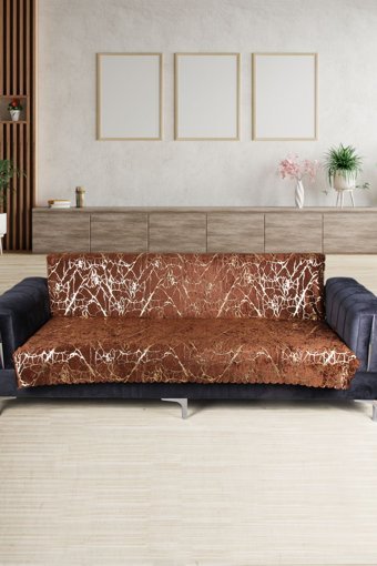 Bonny Home Kadife Varaklı Süngerli Kahverengi Tekli Koltuk Örtüsü 170x210 cm