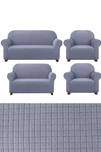 E Bahar Polyester Likralı Jakarlı Süngersiz Armürlü Giydirmeli Gri Yedili Koltuk Örtüsü 180x230 cm