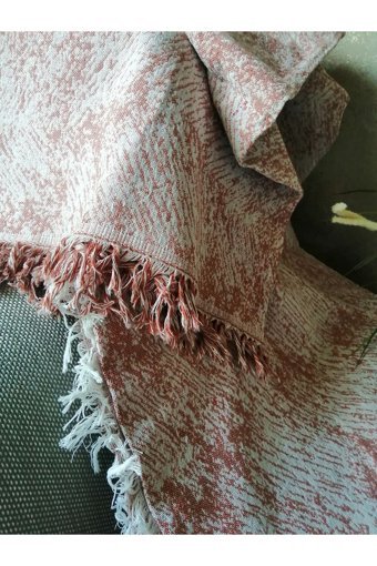 Neweste Pamuklu Saçaklı Süngersiz Çizgili Turuncu Tekli Koltuk Örtüsü 160x220 cm