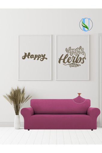 Uy Style Tekstil Polyester Likralı Süngerli Armürlü Giydirmeli Pembe Tekli Koltuk Örtüsü 180x230 cm
