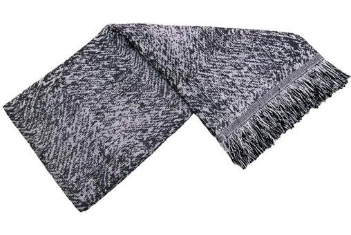 Mandaş Pamuklu Saçaklı Süngersiz Çizgili Siyah Tekli Koltuk Örtüsü 170x350 cm