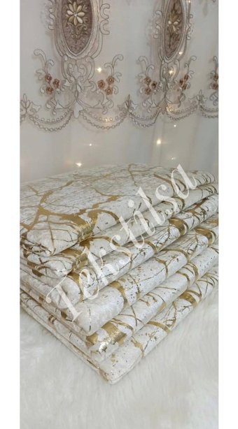 Tekstilsa Kadife Polar Varaklı Süngerli Çizgili Bej Tekli Koltuk Örtüsü 170x210 cm