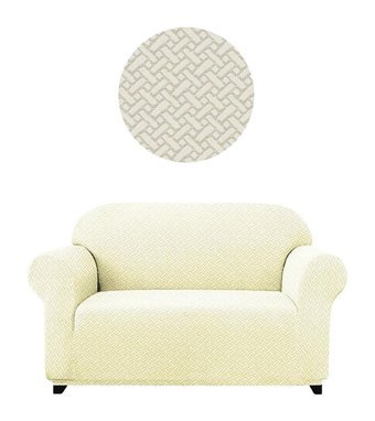 Elgeyar Polyester Likralı Jakarlı Süngersiz Armürlü Giydirmeli Bej İkili Koltuk Örtüsü 140x175 cm