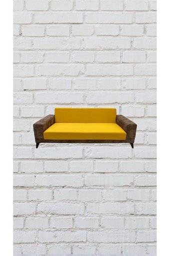 Şahane Ev Mikro Polyester Likralı Jakarlı Süngersiz Düz Giydirmeli Lastikli Sarı İkili Koltuk Örtüsü 78x55 cm