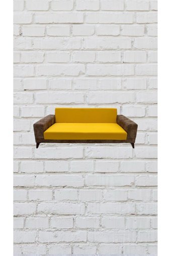 Şahane Ev Mikro Polyester Likralı Jakarlı Süngersiz Düz Giydirmeli Lastikli Sarı İkili Koltuk Örtüsü 78x55 cm