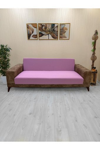 Afd Collection AFD-102 Polyester Süngersiz Düz Giydirmeli Lastikli Pembe Tekli Koltuk Örtüsü 60x190 cm