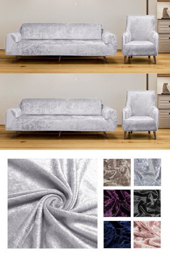 Riseler Home Kadife Likralı Jakarlı Süngersiz Taraftar Temalı Giydirmeli Gri Üçlü Koltuk Örtüsü 180x230 cm