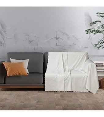 Solinas Collection Pamuklu - Polyester Polar Süngersiz Düz Su Geçirmez Bej Tekli Koltuk Örtüsü 180x215 cm
