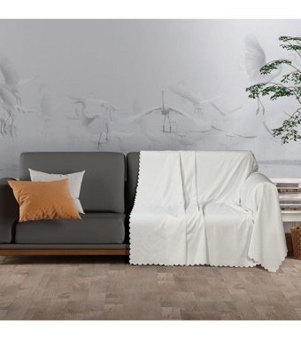Solinas Collection Pamuklu - Polyester Polar Süngersiz Düz Su Geçirmez Bej Tekli Koltuk Örtüsü 180x215 cm