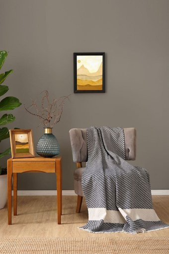 Karaca Home Wilma Polyester Püsküllü Süngersiz Düz Lacivert Tekli Koltuk Örtüsü 130x170 cm