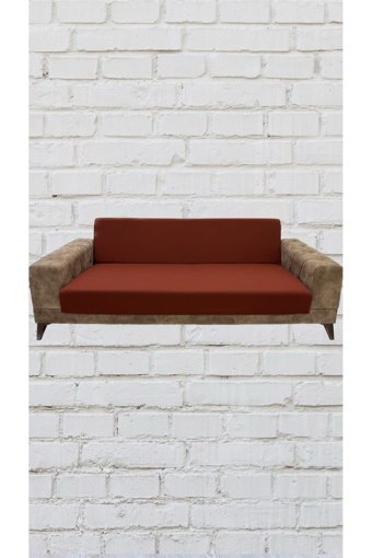 Şahane Ev Mikro Polyester Likralı Jakarlı Süngersiz Düz Giydirmeli Lastikli Turuncu Üçlü Koltuk Örtüsü 78x55 cm