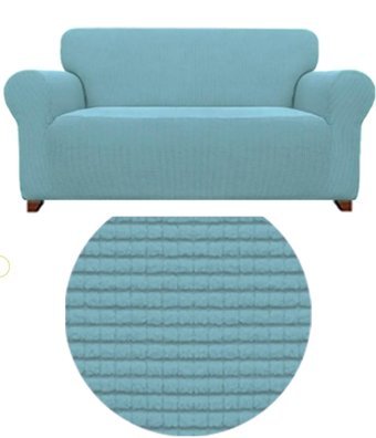 Ensari Karaoğlu Polyester Likralı Jakarlı Süngersiz Armürlü Giydirmeli Turkuaz Üçlü Koltuk Örtüsü 180x230 cm