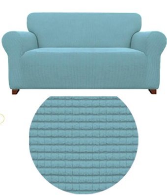 Ensari Karaoğlu Polyester Likralı Jakarlı Süngersiz Armürlü Giydirmeli Turkuaz Üçlü Koltuk Örtüsü 180x230 cm