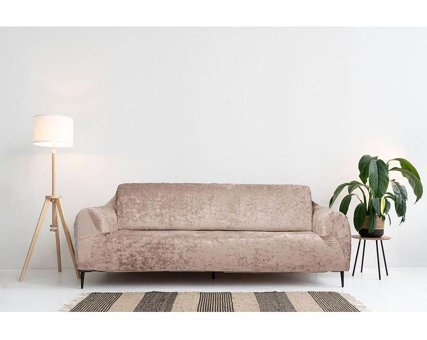 Any Kadife Süngersiz Giydirmeli Lastikli Bej Tekli Koltuk Örtüsü 180x230 cm