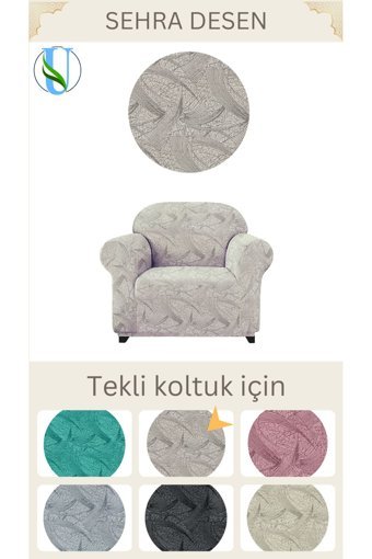 Uy Style Tekstil Likralı Jakarlı Süngerli Armürlü Giydirmeli Kahverengi Tekli Koltuk Örtüsü 75x115 cm