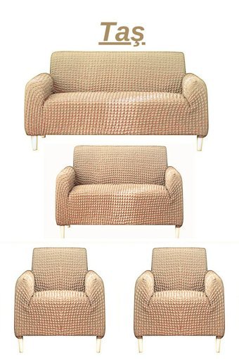 E Bahar Polyester Bürümcük Jakarlı Süngersiz Armürlü Giydirmeli Gri Yedili Koltuk Örtüsü 180x230 cm