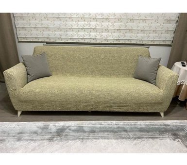 Uyumev Pamuklu - Polyester Bürümcük-Likralı Jakarlı Süngerli Çizgili Giydirmeli Kahverengi Tekli Koltuk Örtüsü 180x230 cm