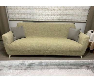 Uyumev Pamuklu - Polyester Bürümcük-Likralı Jakarlı Süngerli Çizgili Giydirmeli Kahverengi Tekli Koltuk Örtüsü 180x230 cm