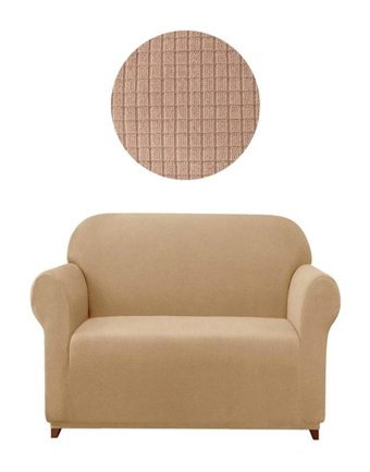 Elgeyar Polyester Likralı Jakarlı Süngersiz Armürlü Giydirmeli Bej İkili Koltuk Örtüsü 140x180 cm