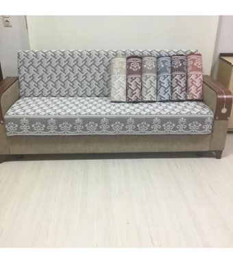 Life Line Pamuklu Saçaklı Süngersiz Geometrik Desenli Turuncu Tekli Koltuk Örtüsü 170x220 cm