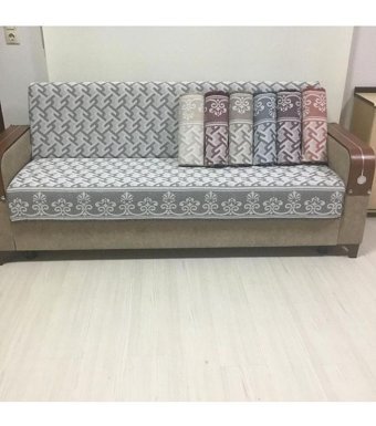Life Line Pamuklu Saçaklı Süngersiz Geometrik Desenli Turuncu Tekli Koltuk Örtüsü 170x220 cm