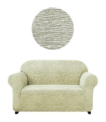Eldost Ticaret Polyester Likralı Jakarlı Süngersiz Armürlü Giydirmeli Bej İkili Koltuk Örtüsü 120x175 cm
