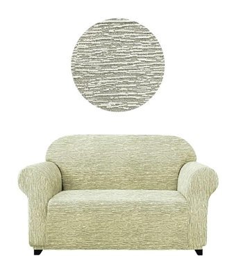 Eldost Ticaret Polyester Likralı Jakarlı Süngersiz Armürlü Giydirmeli Bej İkili Koltuk Örtüsü 120x175 cm