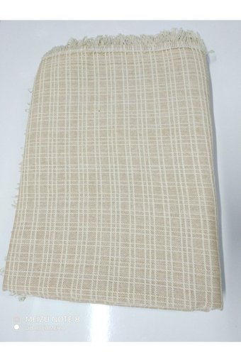 Taşkın Home Pamuklu Polar Saçaklı Süngersiz Geometrik Desenli Kahverengi Tekli Koltuk Örtüsü 180x220 cm