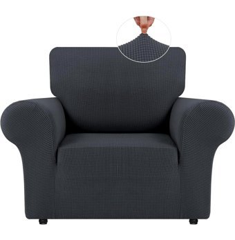 Bright Home Polyester Likralı Süngersiz Pitikare Desenli Giydirmeli Lastikli Gri Tekli Koltuk Örtüsü 70x115 cm