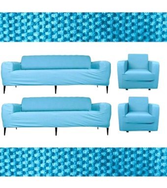 Seltenet Pamuklu - Polyester Likralı Jakarlı Süngersiz Petek Desenli Giydirmeli Su Geçirmez Turkuaz Dörtlü Koltuk Örtüsü 180x230 cm