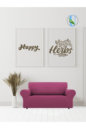Uy Style Tekstil Polyester Likralı Süngerli Armürlü Giydirmeli Pembe Tekli Koltuk Örtüsü 125x175 cm