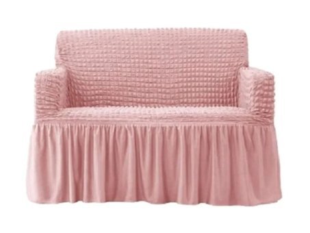 Eldost Ticaret Pamuklu - Polyester Bürümcük Jakarlı Süngersiz Armürlü Giydirmeli Pembe İkili Koltuk Örtüsü 120x175 cm