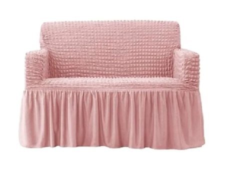 Eldost Ticaret Pamuklu - Polyester Bürümcük Jakarlı Süngersiz Armürlü Giydirmeli Pembe İkili Koltuk Örtüsü 120x175 cm
