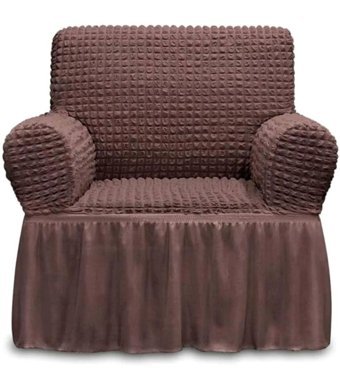 Güzel Aral Pamuklu - Polyester Bürümcük Fırfırlı Süngersiz Kapitone Giydirmeli Beyaz Tekli Koltuk Örtüsü 70x80 cm