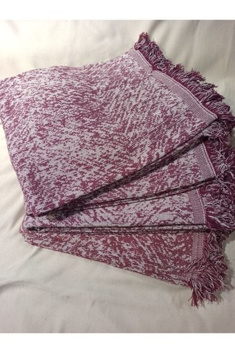 Şener Home Pamuklu Polar Saçaklı Süngersiz Düz Bordo Tekli Koltuk Örtüsü 170x350 cm