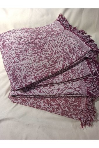 Şener Home Pamuklu Polar Saçaklı Süngersiz Düz Bordo Tekli Koltuk Örtüsü 170x350 cm