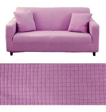 Seltenet Pamuklu - Polyester Likralı Jakarlı Süngersiz Geometrik Desenli Giydirmeli Su Geçirmez Pembe Üçlü Koltuk Örtüsü 180x220 cm