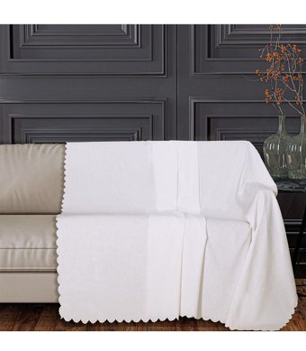 Solinas Collection Polyester Polar Süngersiz Düz Su Geçirmez Beyaz Tekli Koltuk Örtüsü 180x215 cm