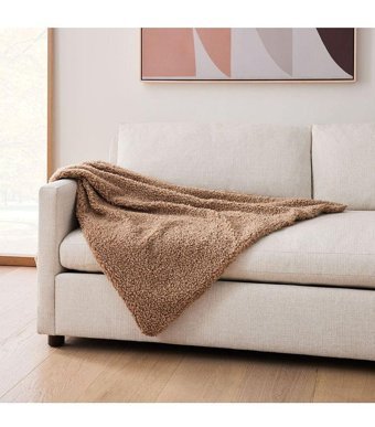 Sevaradekor Teddy Polar Peluş Süngersiz Leopar Desenli Kahverengi Tekli Koltuk Örtüsü 200x75 cm