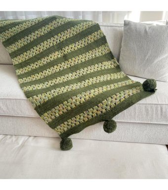 Macra Home Yünlü Örgü Ponponlu-Püsküllü Süngersiz Düz Yeşil Tekli Koltuk Örtüsü 160x70 cm