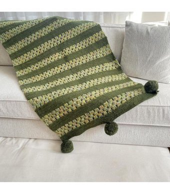 Macra Home Yünlü Örgü Ponponlu-Püsküllü Süngersiz Düz Yeşil Tekli Koltuk Örtüsü 160x70 cm