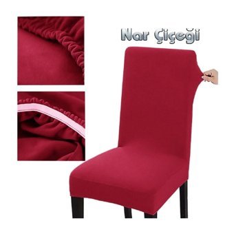 Abeltrade Polyester Likralı Süngersiz Düz Giydirmeli Lastikli Pembe Dörtlü Koltuk Örtüsü 35x100 cm