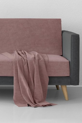 Kensey Polyester Süngersiz Çizgili Gül Kurusu Tekli Koltuk Örtüsü 180x215 cm