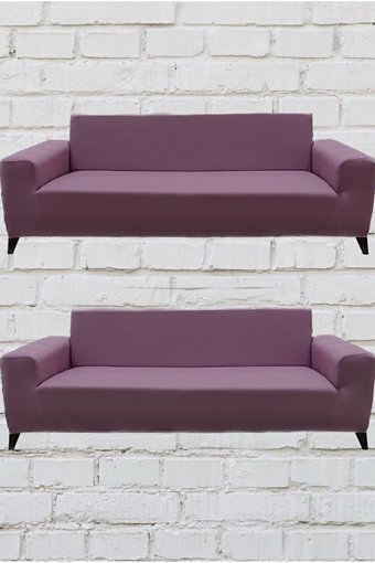 Şahane Ev Mikro Polyester Likralı Jakarlı Süngersiz Düz Giydirmeli Lastikli Pembe Üçlü Koltuk Örtüsü 51x42 cm