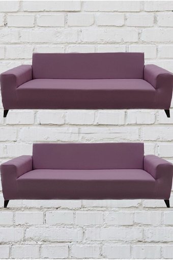Şahane Ev Mikro Polyester Likralı Jakarlı Süngersiz Düz Giydirmeli Lastikli Pembe Üçlü Koltuk Örtüsü 51x42 cm