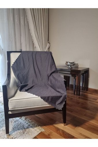 Fem Life Polyester Süngersiz Düz Gri Tekli Koltuk Örtüsü 110x200 cm