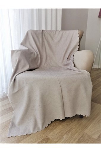 As Homes Pamuklu - Polyester Süngersiz Mermer Desenli Gri Tekli Koltuk Örtüsü 180x215 cm