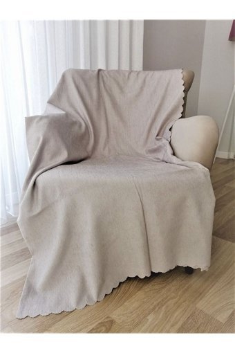 As Homes Pamuklu - Polyester Süngersiz Mermer Desenli Gri Tekli Koltuk Örtüsü 180x215 cm
