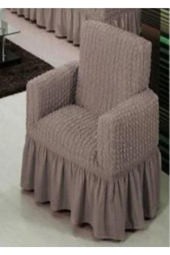 Uy Style Tekstil Polyester Bürümcük-Likralı Drapeli Süngerli Düz Giydirmeli Kahverengi Tekli Koltuk Örtüsü 70x115 cm