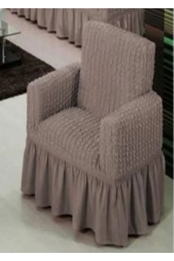 Uy Style Tekstil Polyester Bürümcük-Likralı Drapeli Süngerli Düz Giydirmeli Kahverengi Tekli Koltuk Örtüsü 70x115 cm